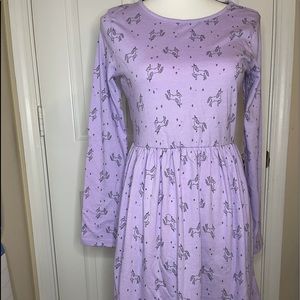 CAT & JACK Purple long sleeve unicorn kids dress